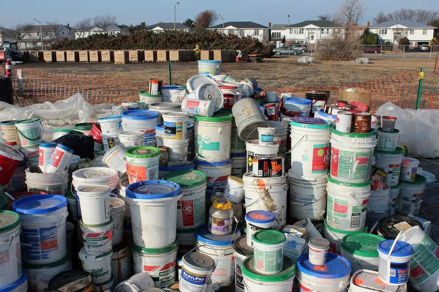 Household hazardous waste sorted for disposal at a collection site. The picture does not show Alpharetta's collection.