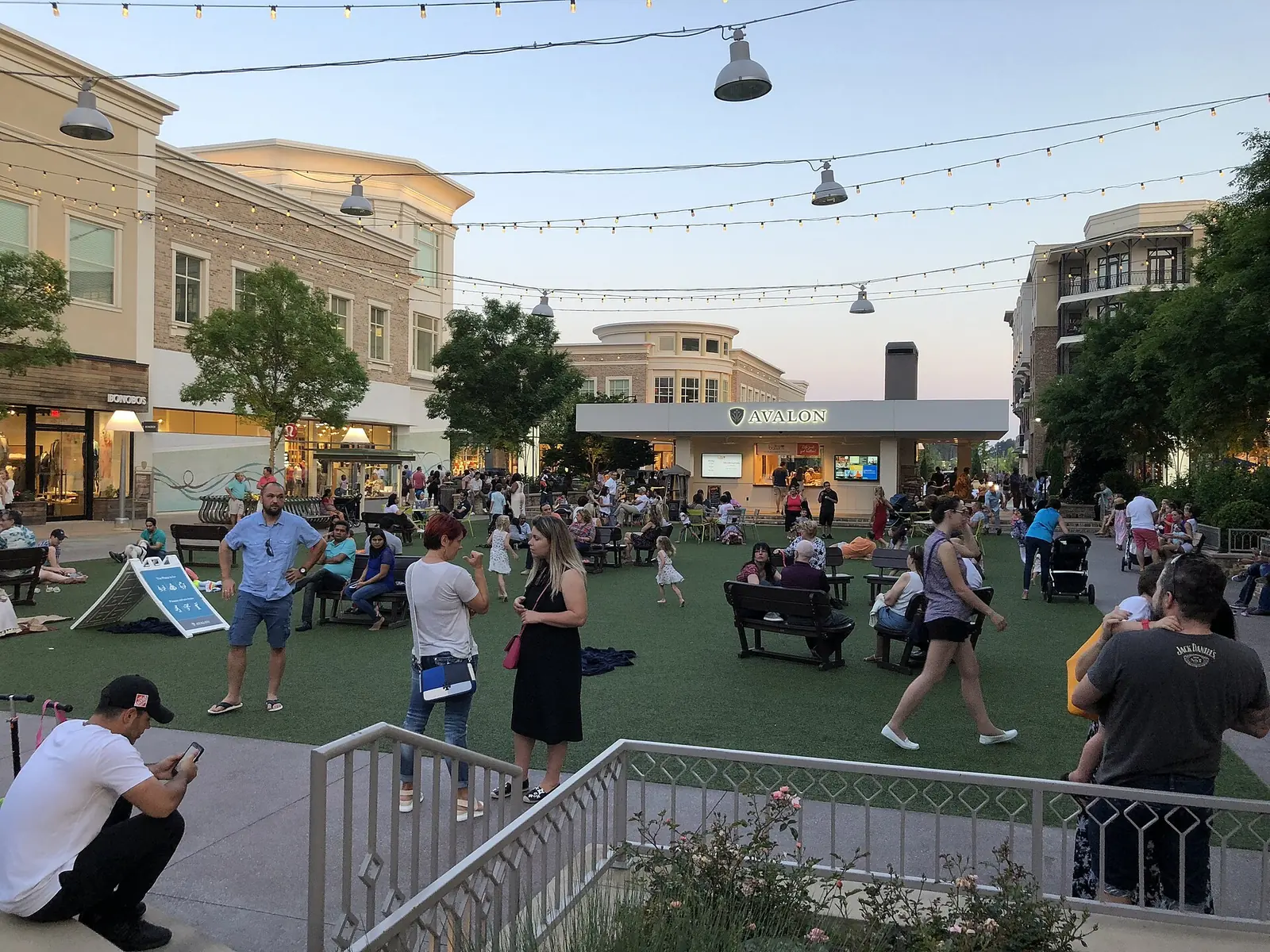 The lawn at Avalon, the mixed-use district on Old Milton Parkway in Alpharetta
