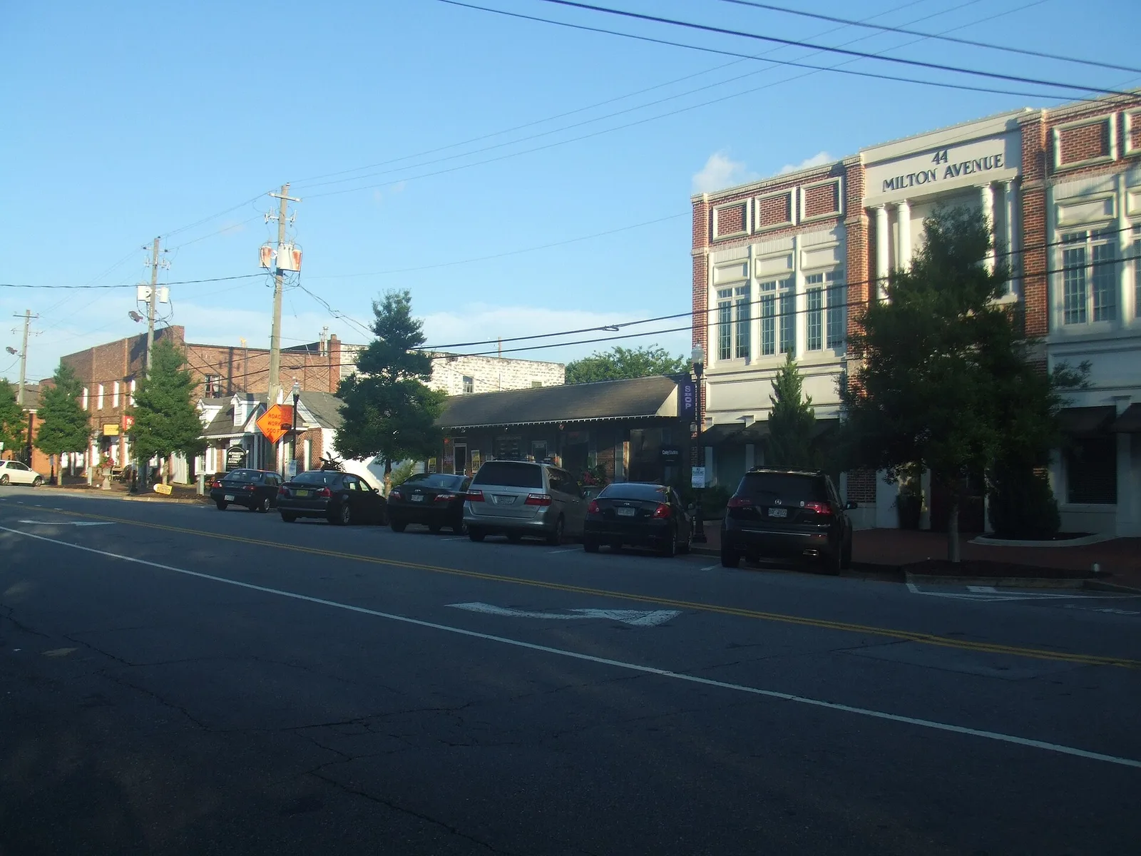Downtown Alpharetta, about half a mile southeast of the school, photographed in 2013