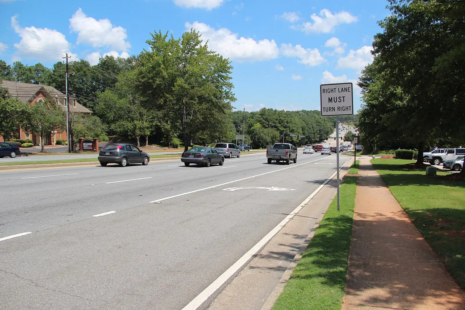 Holcomb Bridge Road in Roswell, the road the school is named for and sits on, photographed in July 2017