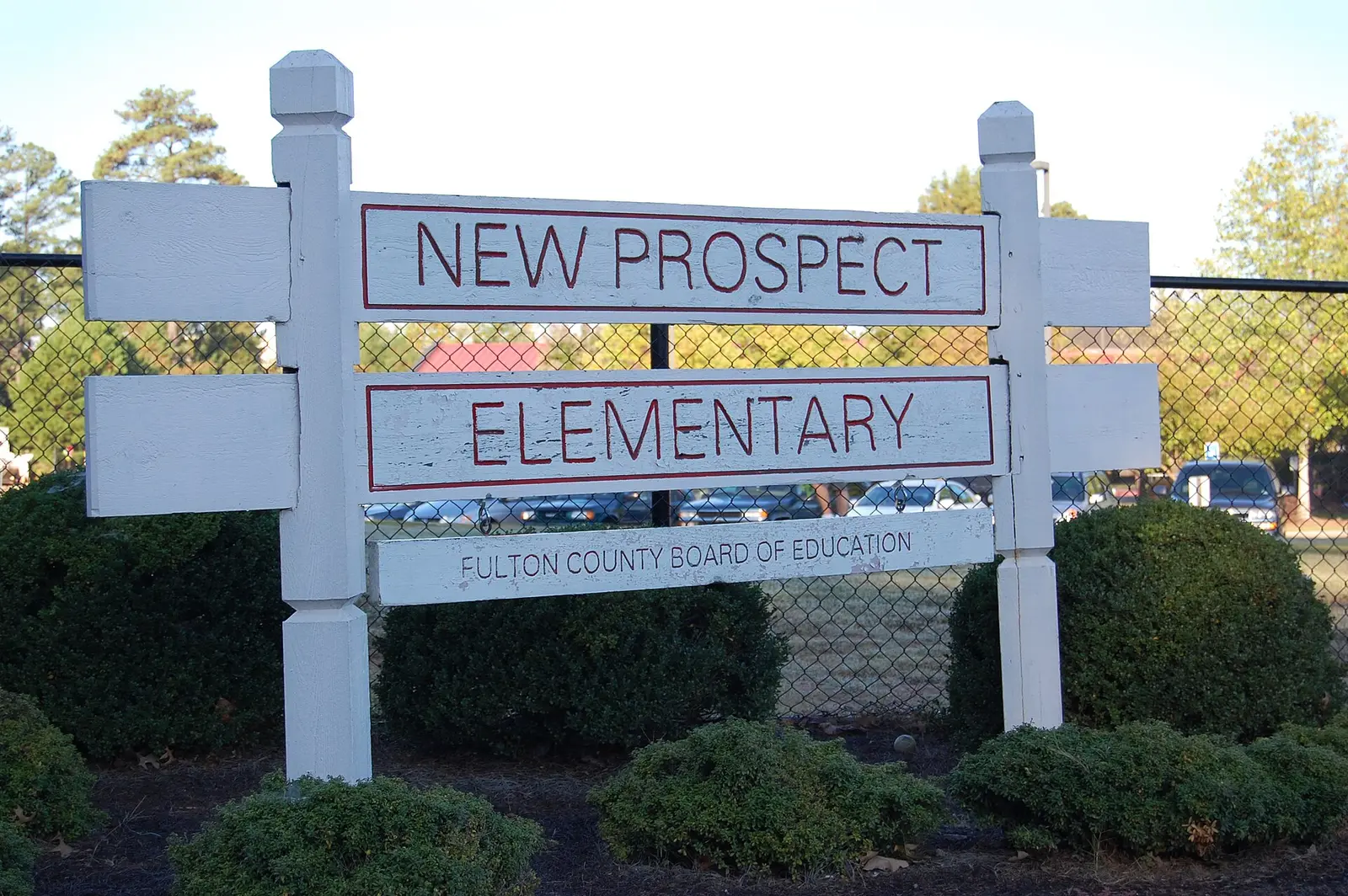 The New Prospect Elementary sign on the school grounds, photographed in 2008