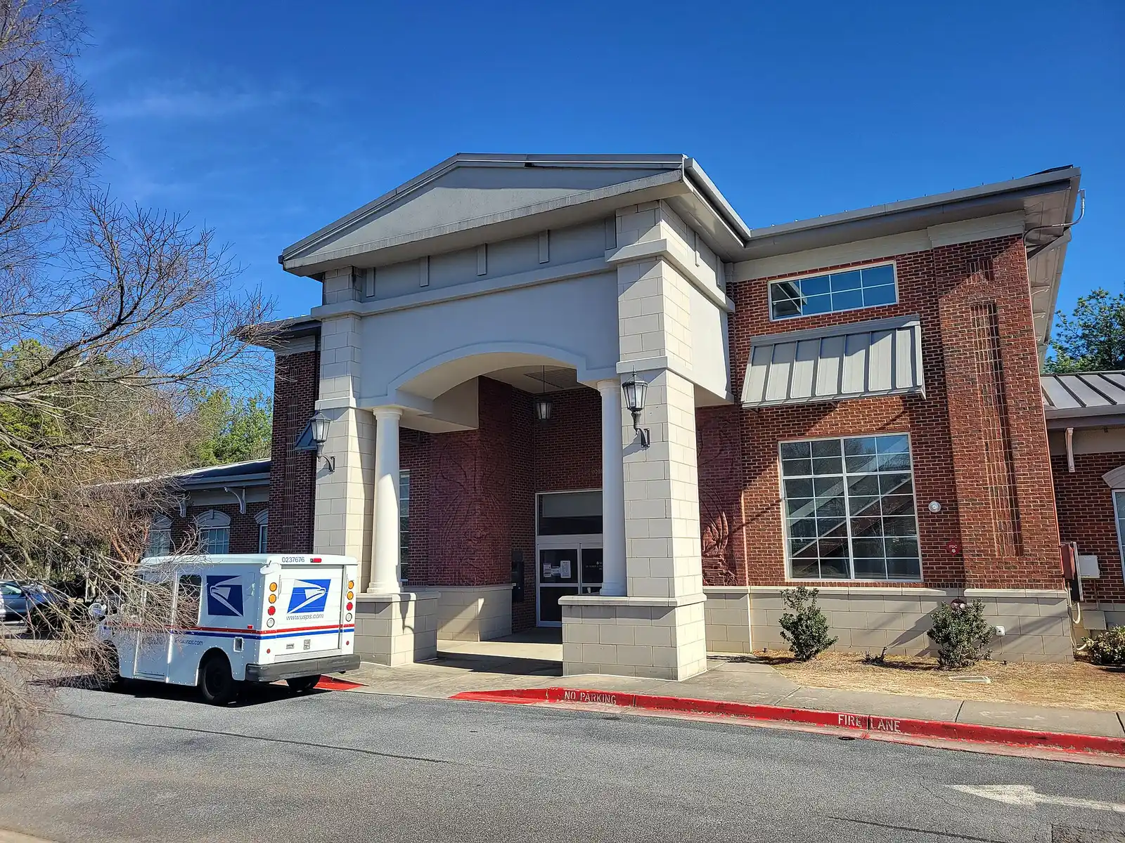 The Ocee Library, about a mile and a half northeast of the school, photographed in 2026