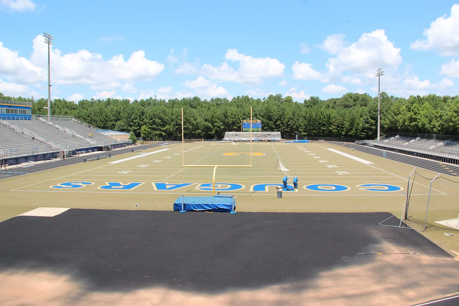 The football stadium at Chattahoochee High School, the high school Taylor Road Middle feeds, farther along Taylor Road. Photographed in 2013.